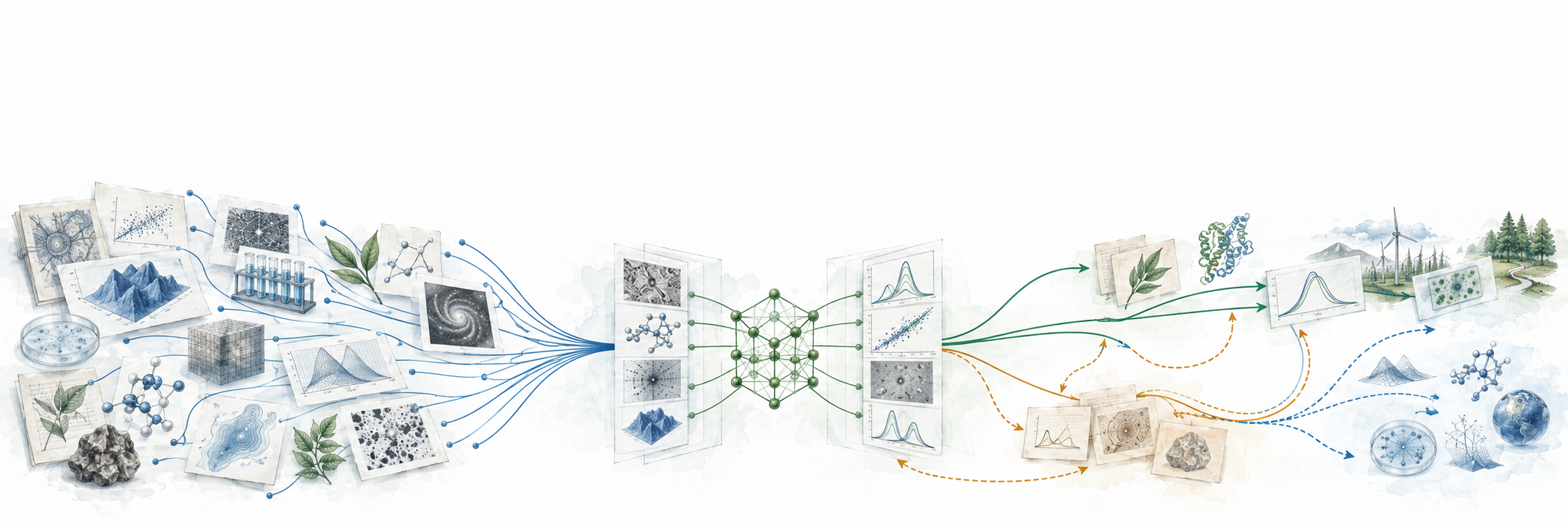 Parallel scientific investigations connect to evidence and branch into revised directions.